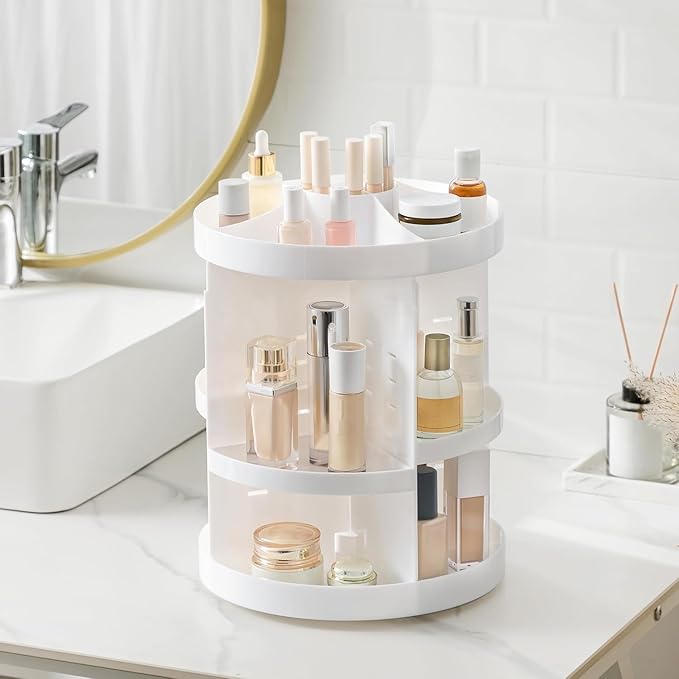 HBlife Extra Large 360 Rotating Makeup Organizer Adjustable Carousel Large Capacity Revolving Perfume Organizer Skincare Orga