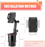 Car Cup Holder Mobile Phone Rack, Multi-Function 2 in 1 Cup Holder Expander, 360 Degrees Rotatable Automotive Phones Mount, U