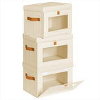 Homsorout Small Fabric Storage bins - Collapsible Storage Bins with Open Window, 3 Pack Closet Baskets for Shelves, Stackable