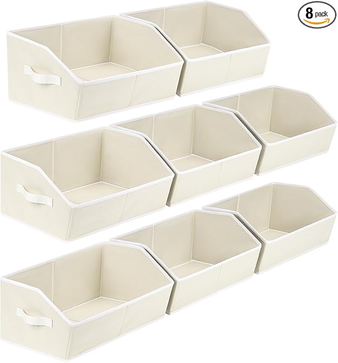 Homsorout Closet Organizers and Storage Bins - Large Fabric Storage Bins, Decorative Storage Baskets for Organizing, Trapezoi