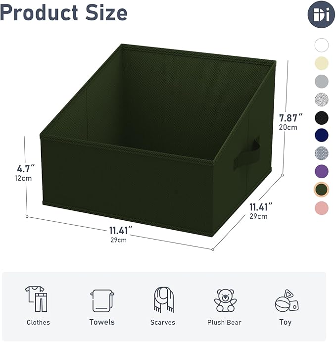 DIMJ Closet Storage Bins 10 Pack - Fabric Storage Baskets for Shelves, Collapsible Clothes Organizer with Handles, Trapezoid 