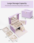 Vlando Jewelry Box Organizer for Girls Women, Large Baroque Jewelry Holder Organizer with Mirror, 3 Drawers for Bracelets, Ea