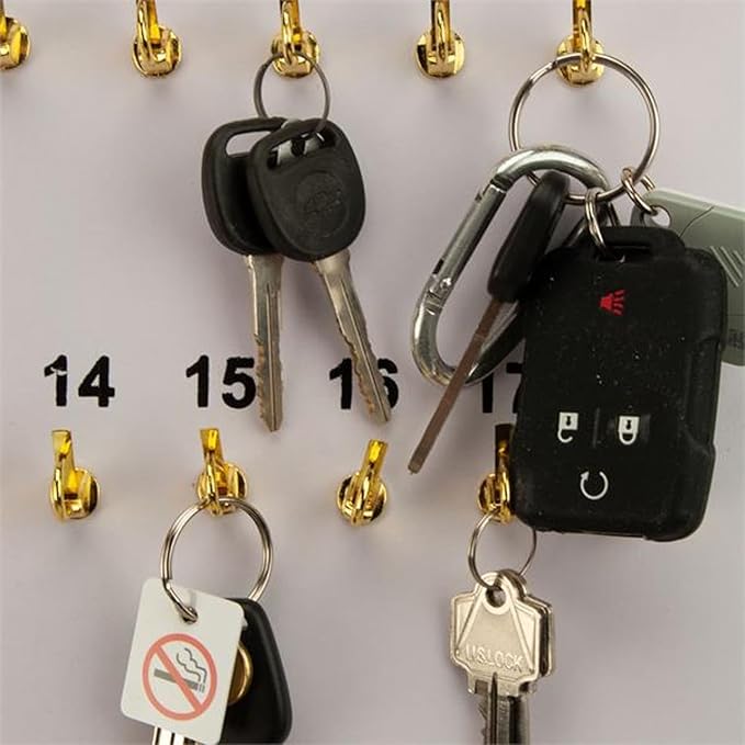 MICRO TEC Masonite Key Holder Wall Mount with 75 Spring-Lock Hooks 24" × 31-3/4" – Wall Mounted Key Organizer Board with Meta