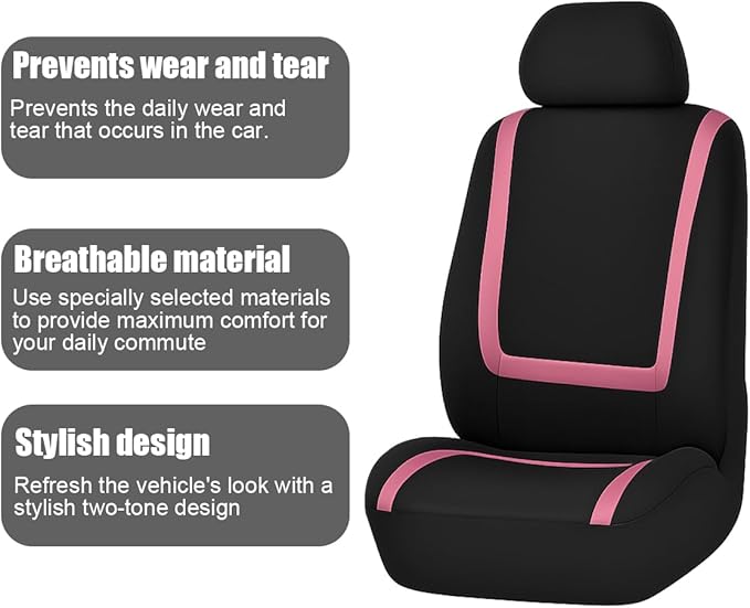 BELOMI Car Seat Covers Only, Breathable Premium Cloth Auto Seat Cover, Universal Front and Rear Seat Covers, Automotive Inter