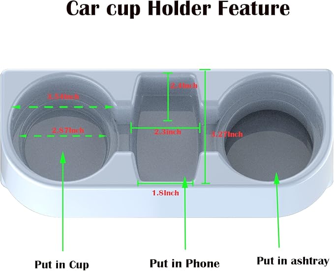 Heart Horse Cup Holder Portable Multifunction Vehicle Seat Cup Cell Phone Drinks Holder Box Car Interior Organizer (Grey)