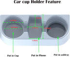 Heart Horse Cup Holder Portable Multifunction Vehicle Seat Cup Cell Phone Drinks Holder Box Car Interior Organizer (Grey)