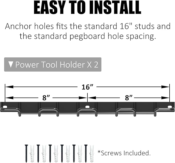 UNITEDPOWER Wall Mounted Power Tool Organizer Holder, Heavy Duty Utility Storage Rack for Battery Powered Hand Tools, Cordles