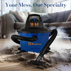Koblenz Wet Dry Vacuum Cleaner, Large 16.0 Gallon Tank, 6.5 HP Powerful Vacuum for Dry and Wet Messes, Vacuum Cleaner and Blo