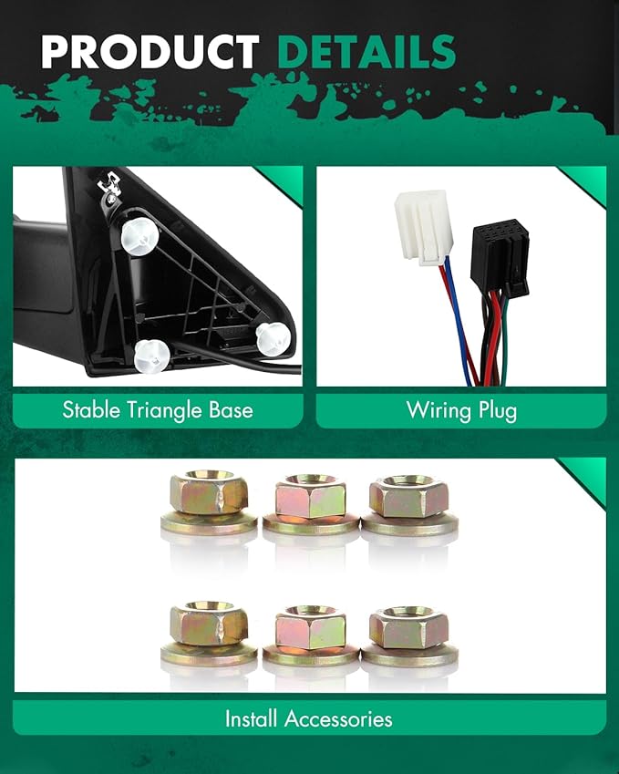 SCITOO Tow Mirrors Compatible with for 2009-2010 For Dodge For Ram 1500 2011-2019 For Ram 1500 2500 3500 Pickup Truck Power Adjusted Heated Turn Signal Puddle Light Black Towing Mirrors LH RH