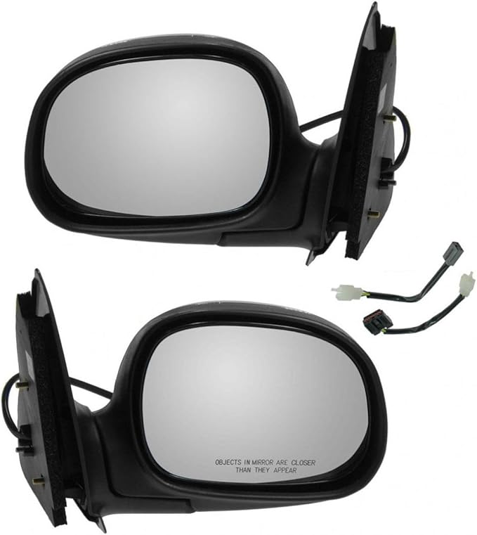 TRQ 2 Piece Driver and Passenger Side Mirror Assembly Set Manual Folding Electrical Adjustment Non-Heated No Memory Chrome Co