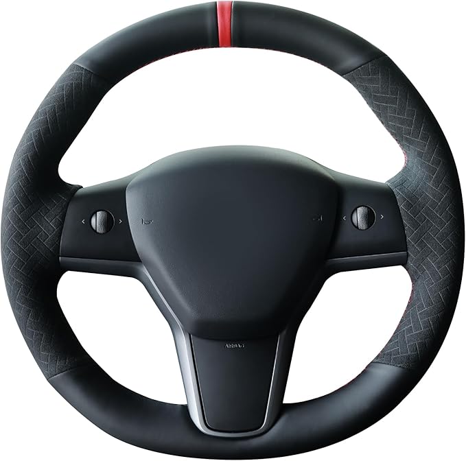 MEWANT Hand Stitched Steering Wheel Cover for Tesla Model 3 2017-2023 / Model Y 2020-2023 for Tesla Model 3/Y Accessories
