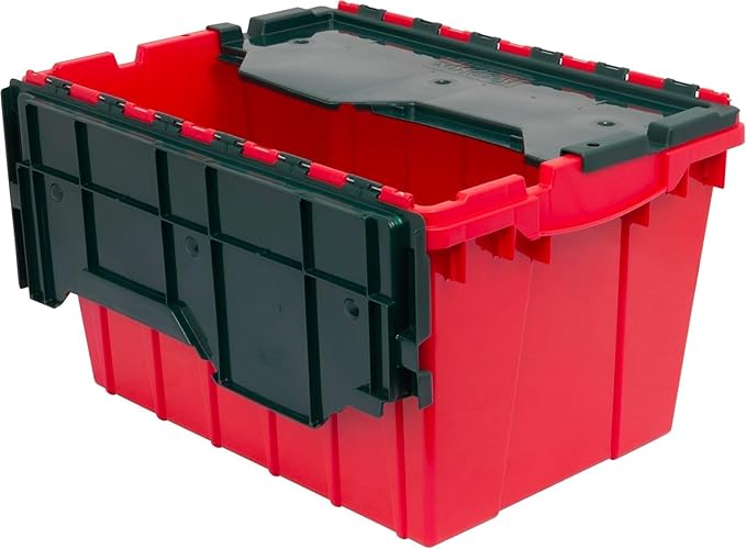 Akro-Mils KeepBox 12 Gallon Storage Container, Nesting and Stackable Plastic Storage Box with Lid Attached, Organizer Tote fo