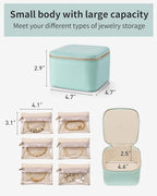 Vlando Travel Jewelry Box for Women Faux Leather Jewelry Box with 6 Velvet Jewelry Zipper Pockets Earrings Necklace Rings Sto