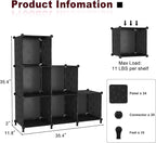 UNKU Cube Storage Organizer, 6 Cube Closet Organizer Storage Shelves, DIY Stackable Bookcase, Clothes Organizer Shelf for Clo