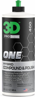 3D One Car Scratch & Swirl Remover Hybrid Rubbing Compound & Polish Buffing Compound for True Paint Correction 32oz Made in USA