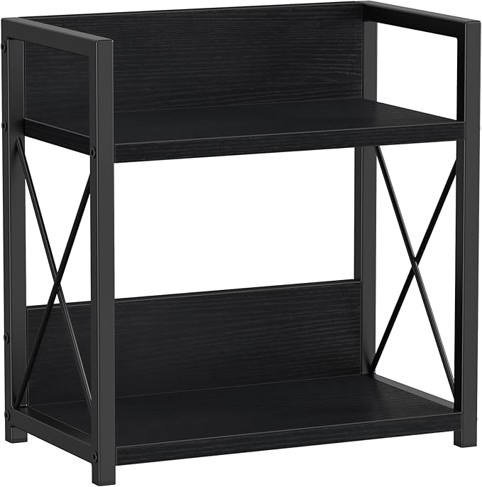 Giikin Countertop Organizer, 2 Tier Coffee Station Organizer for Desktop, Wood Counter Shelf Spice Rack for Kitchen (Black, M