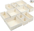 12 Pack Linen Drawer Organizer Set – Collapsible Fabric Storage Bins for Baby Clothes, Diapers, Socks, Bras & More (Beige, 3 