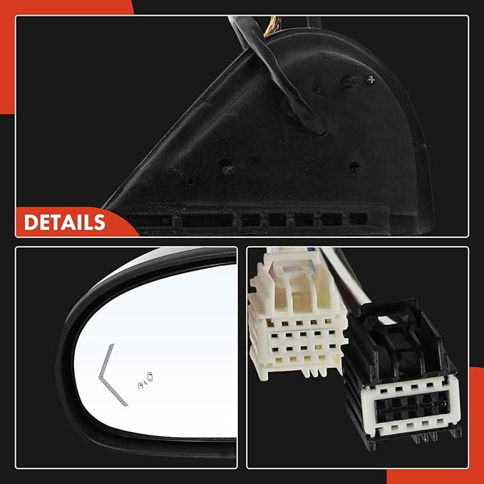 A-Premium Driver Side Power Door Mirror - Compatible with Chevy Tahoe, Suburban 1500 2500 & GMC Yukon - Heated Power Folding w/Blind Spot Detection, Turn Signal, Puddle Light, Memory Function, Chrome