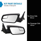 TRQ Power Side Mirror Set with Spotter Glass Textured Black Driver & Passenger Side Compatible with 2013-2014 Ford Mustang FO