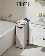 SOLEDI Slim Laundry Hamper with Lid, Narrow Laundry Basket with Removable Bags, Dirty Clothes Hamper with handle, Small Hampe
