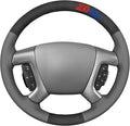 MEWANT USA 250th Anniversary Embroidered Hand-Stitched Steering Wheel Cover for Chevy Silverado 1500 2007 2500 3500 Avalanche Suburban Tahoe 2014 Traverse Black Suede Gray Faux Leather Steering Wrap