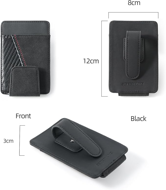 BETTERHUMZ Sunglasses Holder For Car Visor Compatible with BMW X1 X3 X4 1 2 3 5 Series for Alcantara Glasses Holders Cowhide Eyeglasses Card Case Clip Interior Accessories (with leather carbon)