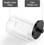 TIPGO Glass Qtip Holder Dispenser - 10 oz Clear Canister Apothecary Jar, Bathroom Vanity Storage Organizer Set for Cotton Swa