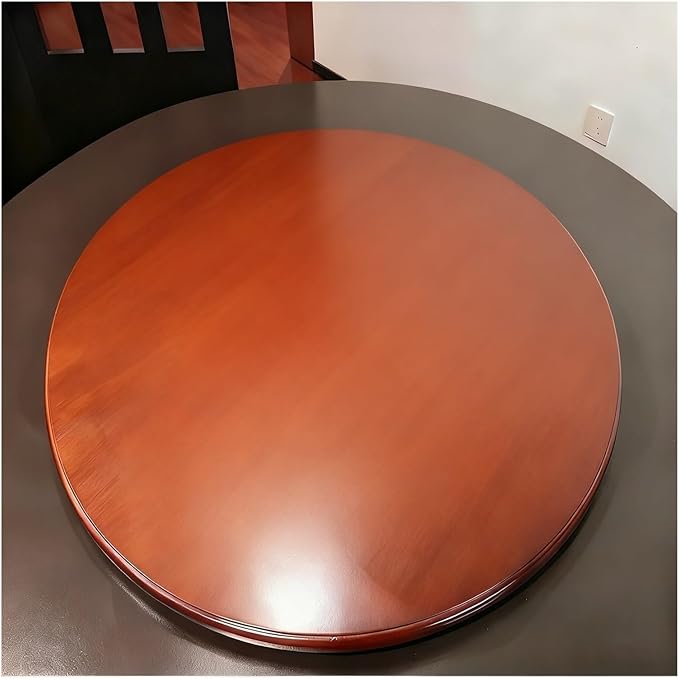 24''Round Walnut Rotating Dinner Platters, Large Lazy Susan Turntable, 360-Degree Smooth Rotation for Kitchens, Dining Rooms