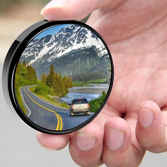 2PCS Small Blind Spot Mirror, 3-inch Round HD Glass Convex Rear View Mirror, Strong Adhesive for Car, Van, SUV and Trucks (3"(75mm), Black Frame)