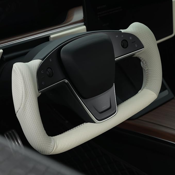 MEWANT Hand Stitched Tesla Model S Yoke Steering Wheel Cover Wrap for Tesla Model S 2021-2023 / Model X 2021-2023 Tesla Yoke Steering Wheel Accessories