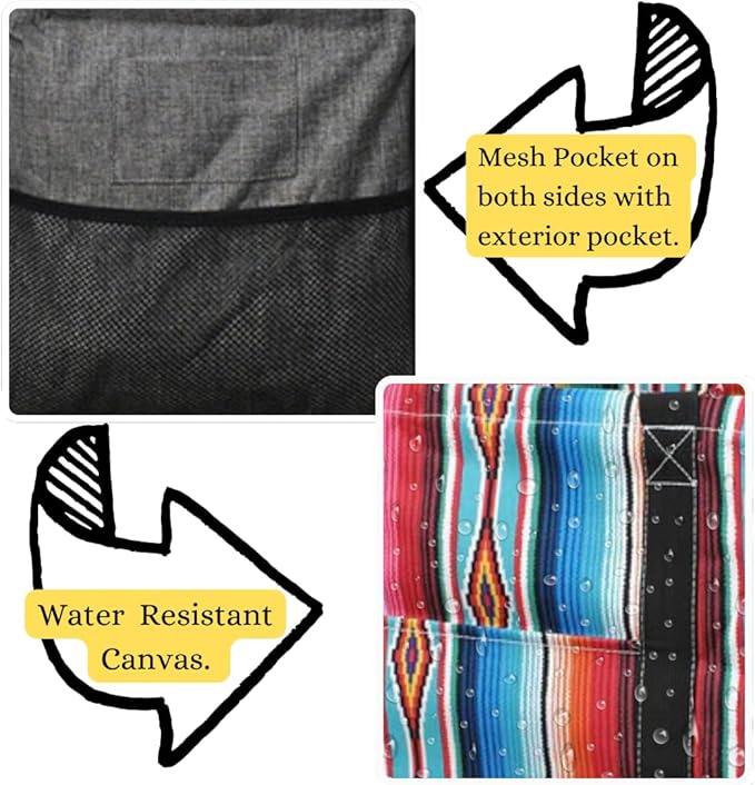 NGIL Extra Large Utility Tote Reusable Grocery Bag Oversized Collapsible for Groceries, Storage, Picnic, Beach (Zarape-black)