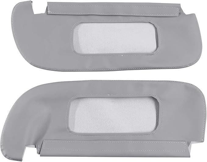 Car Sun Visor Cover Skin Replacement Fits for Dodge Ram 1500 2500 1994-2001 Microfiber Leather, Gray
