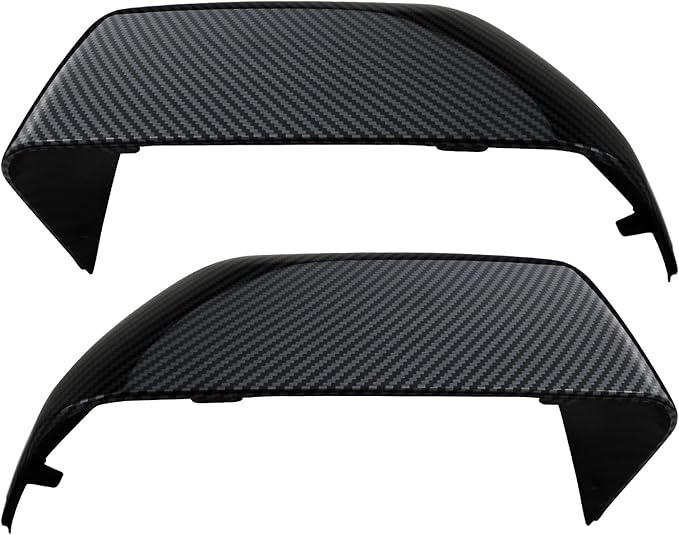 1 Pair Tow Mirror Cover Cap (Carbon Fiber) | For 2017-2024 Ford Super Duty F250 F350 F450 F550 Truck Accessories Replacement | Driver&Passenger Side Exterior Plastic Top Half Door Mirror Caps