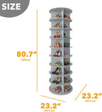 SpaceAid 9 Tier Rotating Shoe Rack Tower, Spinning Shoe Display Lazy Susan, Revolving 360 Shoe Rack Storage Round Carousel, V