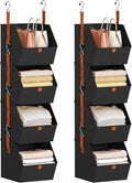 Homsorout Hanging Closet Organizer 4 Tier - Clothes Hanging Shelves, Space-Saving Closet System, Fabric Storage Bins Bedroom 