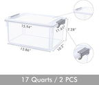 Citylife 17 QT Plastic Storage Bins with Latching Lids Stackable Storage Containers for Organizing Large Clear Storage Box fo