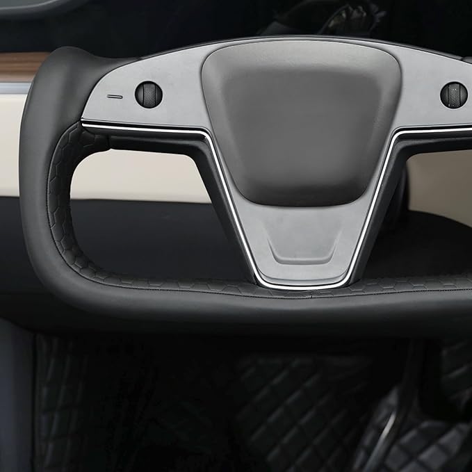 MEWANT Hand Stitched Tesla Model S Yoke Steering Wheel Cover Wrap for Tesla Model S 2021-2023 / Model X 2021-2023 Tesla Yoke Steering Wheel Accessories(3D Style)