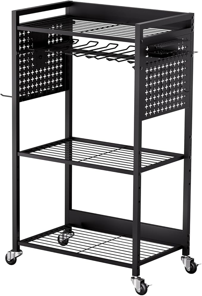 VEVOR 4-Tier Tool Organizer Cart, 150 lbs Load Capacity, Floor Stand Rolling Drill Holder and Stability Storage Rack, Heavy D