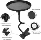 povtii Car Adjustable Food Tray, 360 Swivel Car Food Tray, 8.7 Inch Diameter, Non-Slip Clip Type Snack Tray, Black