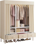 Portable Closet,Garment Rack,Heavy Duty Clothes Rack with Cover,Wardrobe Closet with 1 Hanging Rods, 2 Storage Shelves and 3 