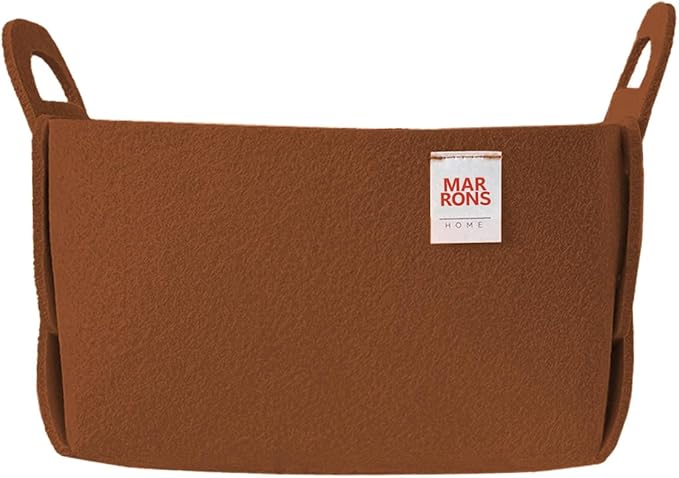 Collapsible Felt BROWN Storage Bin Small 7.1"x5.1"x5.1" – Foldable Basket with Handles for Closet, Toy Storage, Laundry Room 