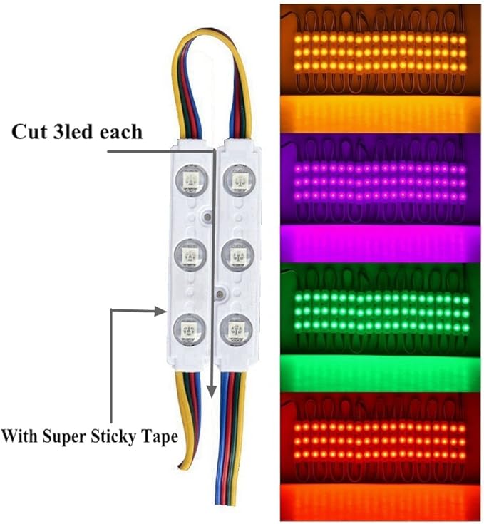 10FT Storefront Window LED Light Kit 5050 RGB Injection LED Module Light with Power Plug and 24 Key Remote Controller