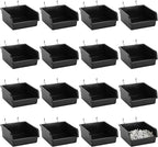 Foraineam 16 Pack Pegboard Bins with Metal Hooks, Black Garage Workbench Bins Cups Peg Board Accessories Kit, Pegboard Tools 