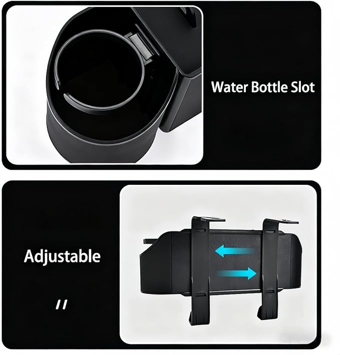 Back Seat Car Organizer, 4-in-1 Multifunctional Storage Box with Cup Holder & Tissue Holder, Premium Leather Adjustable Seat Back Organizer for Phone, Snacks, Purse for SUV Minivan Travel (Black)