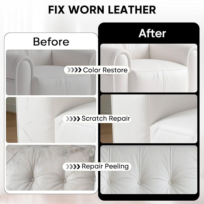Leather Recoloring Balm - Scratch Repair & Color Restore Kit for Faded Leather, Leather Couch & Car Seats - 10OZ Leather Rest
