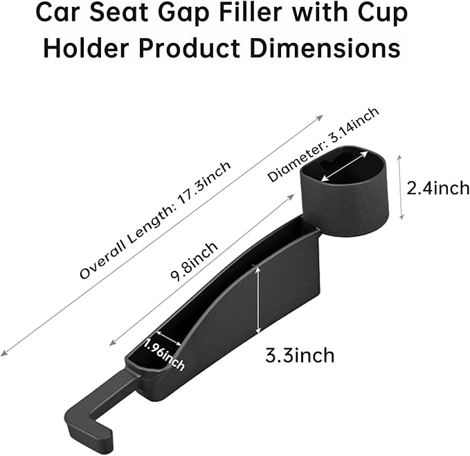2026 Upgraded Car Seat Gap Filler with Holder and Hook, Car Seat Accessories Interior, Car Seat Gap Plug with Storage Slot, Car Organizer Fit Sedan SUV Truck, Black