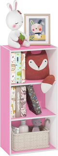Furinno Luder 3-Tier Open Shelf Bookcase, Pink/White