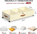 Yecaye Under Bed Storage with Wheels, Hemp Grey
