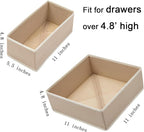 Bructhun Drawer Organizer Set of 4 Khaki - Fabric Storage Bins for Clothes, Underwear, Socks & Bras - 11" Dresser Dividers fo