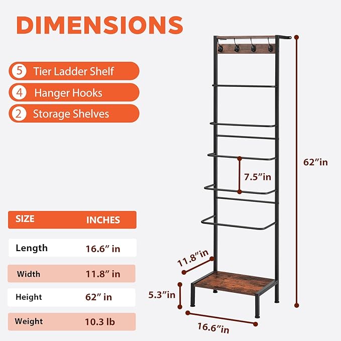 DGWJSU 7 Tier Blanket Ladder for The Living Room and Bedroom, 5.12 Ft Farmhouse Ladder Shelf with 2-Tier Storage Rack, Decora